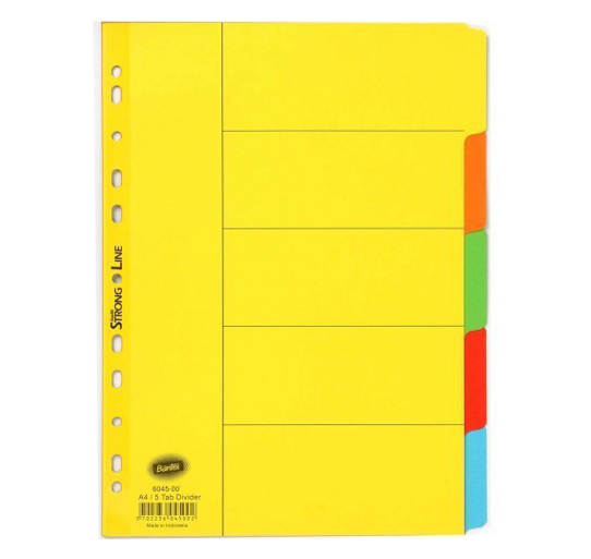 Separador de Cartolina A4 Bantex 6045 com 5 divisórios