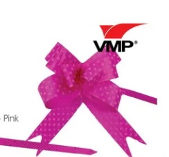 Laço facil presente 18mm pink bolinha VMP Pct/10
