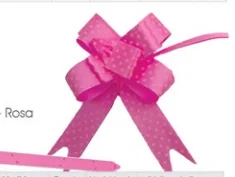 Laço facil presente 30mm rosa bolinha VMP Pct/10