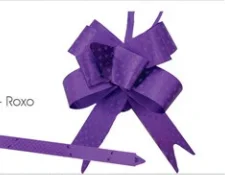 Laço facil presente 30mm roxo bolinha VMP Pct/10