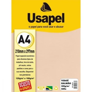 Papel A4 verge 180gm2 50f.salmao Usapel
