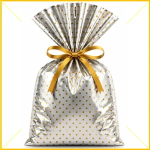 Saco de presente 30x45cm bolas ouro VMP Pct/50