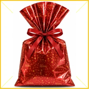 Saco de presente 25x37cm verm estrelas VMP Pct/50