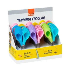 Tesoura 13cm escolar bicolor TE1309 BRW CX/24