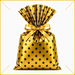 Saco de presente 50x74cm ouro bolinha VMP Pct/50