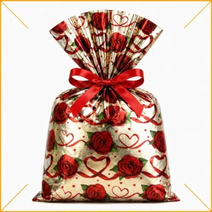 Saco de presente 45x60cm rosas e corações VMP Pct/50