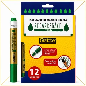 Marcador quadro bco.rec 10516 verde Gatte