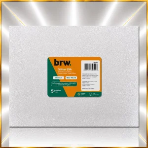 Emborrachado gliter 60x40cm. branco BRW Pct/5