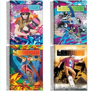 Caderno espir.1/4 200f.CD teen way Jandaia Pct/5