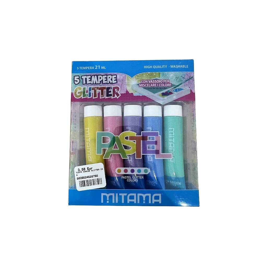 Tintas Guache/Têmpera Glitter Mitama Pastel — 5 Cores - Image 2